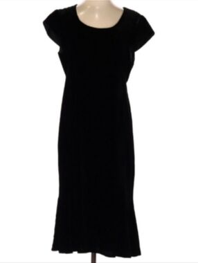 Gothic Vintage Silk Black Velvet Dress Long Midi Tulip Hem 90s Whimsygoth Goth